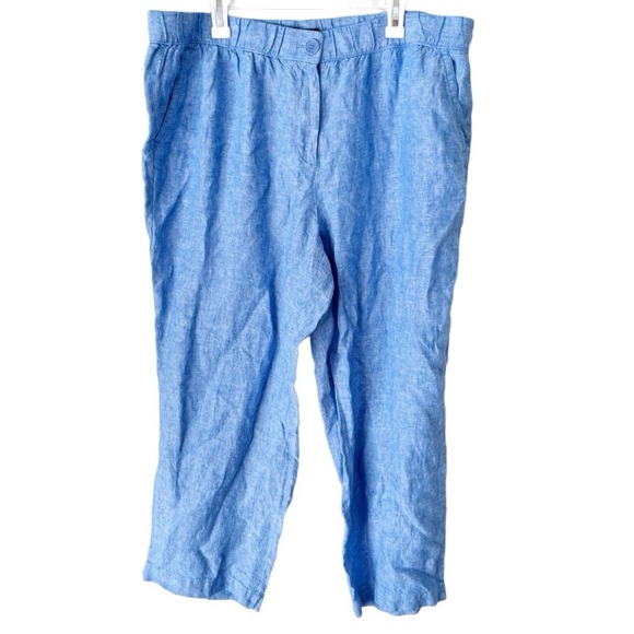 Talbots Pants Women's 2X Nantucket Washed Linen Wide Leg Cross Cye NWT - Picture 1 of 6